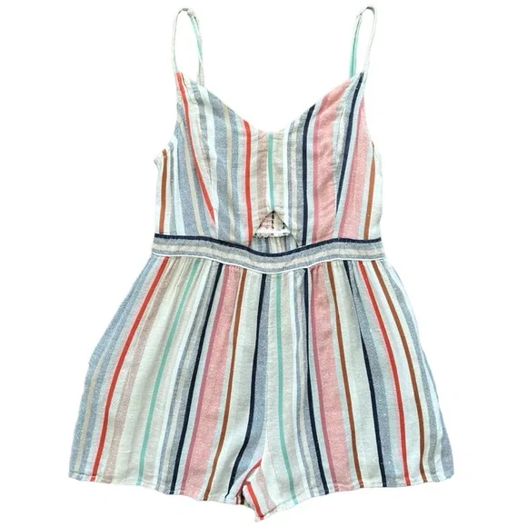 American Eagle Outfitters - Keyhole Front Striped Linen Romper - Women’s Size M - Picture 8 of 12